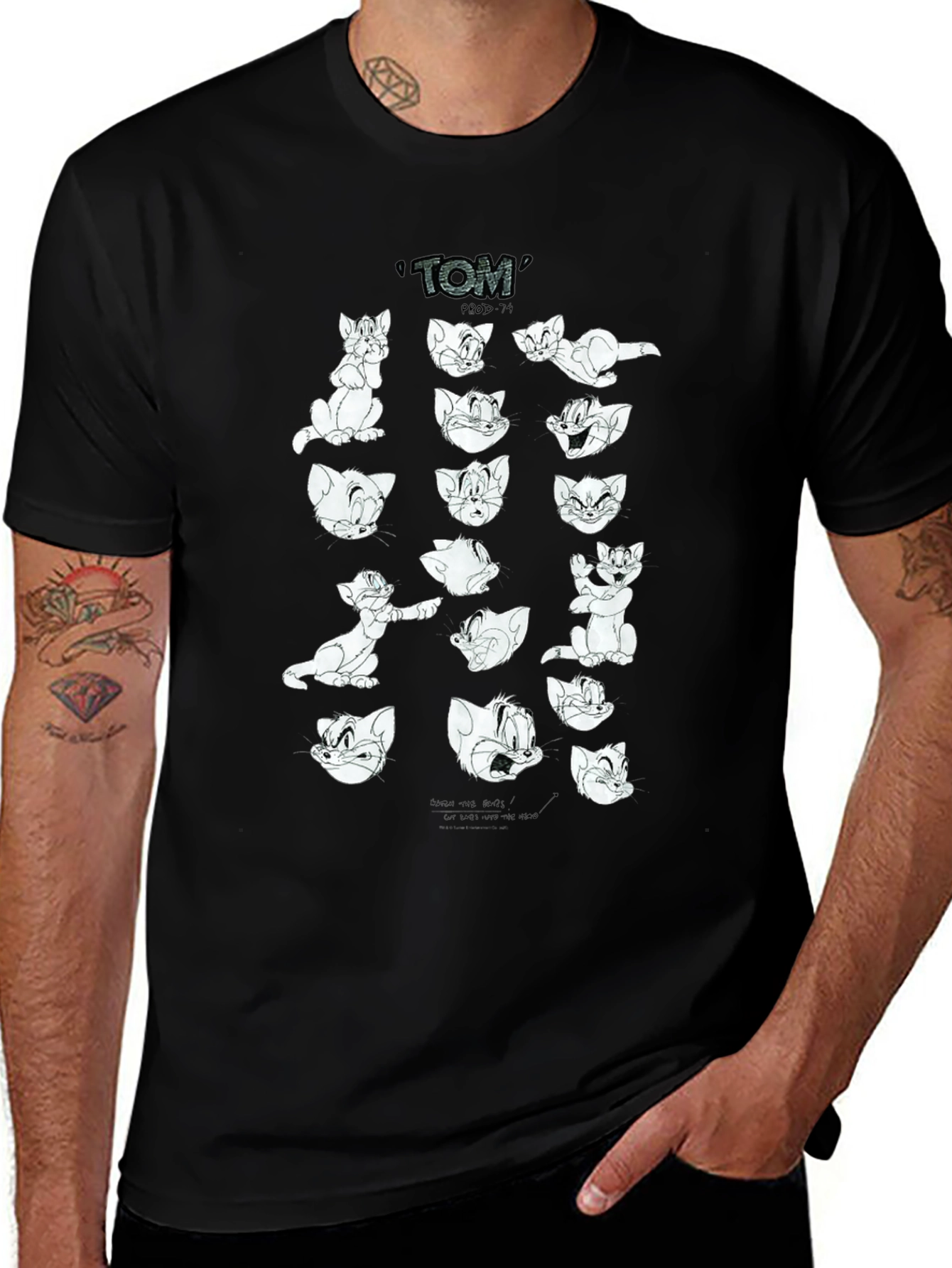 Tom and Jerry Cartoon Graphic Print Black T-Shirt