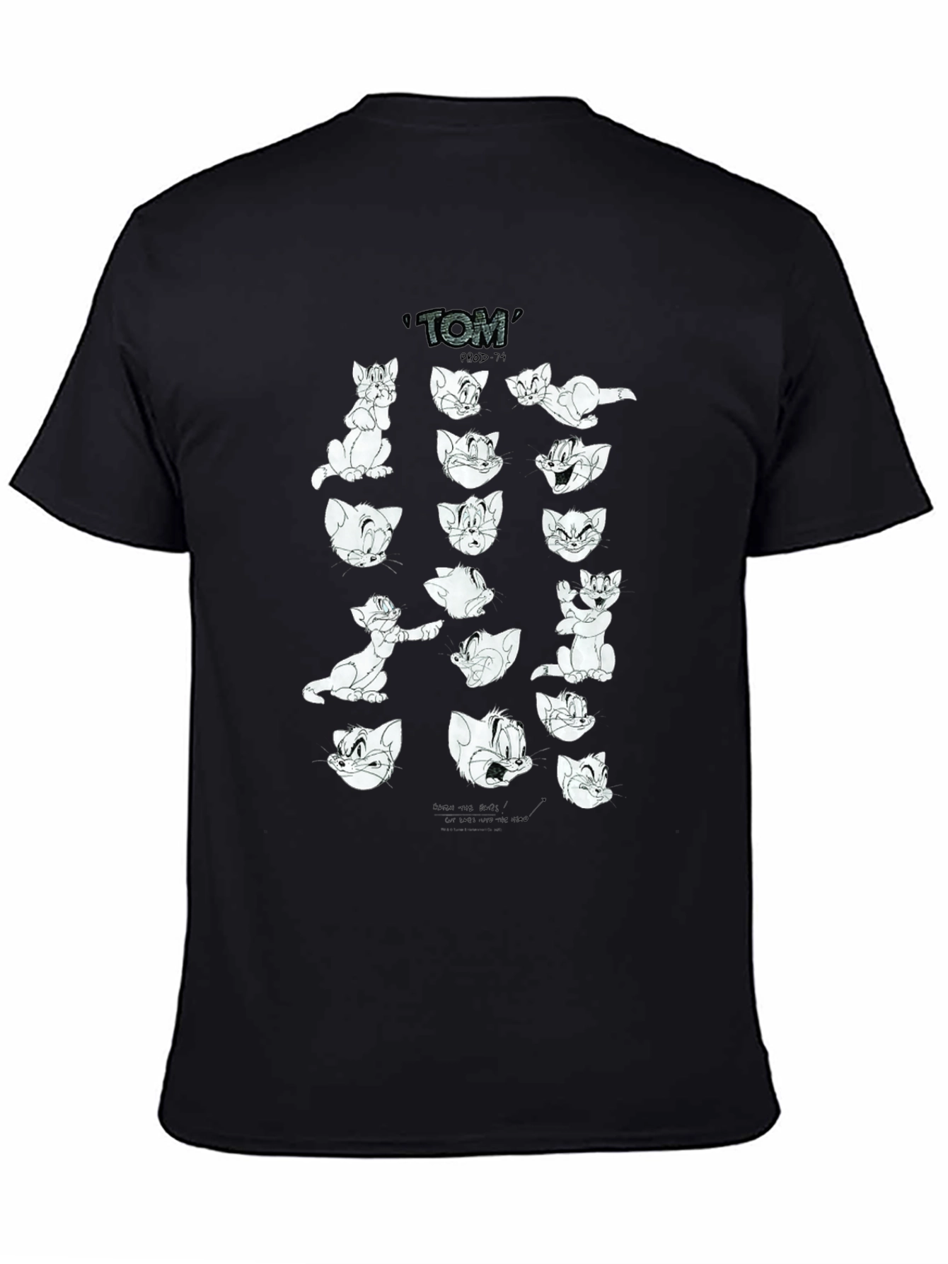 Tom and Jerry Cartoon Graphic Print Black T-Shirt