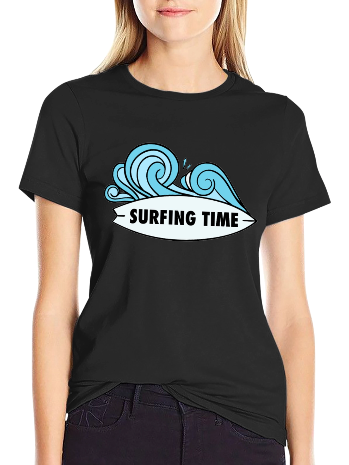 Surfing Time Black T-Shirt