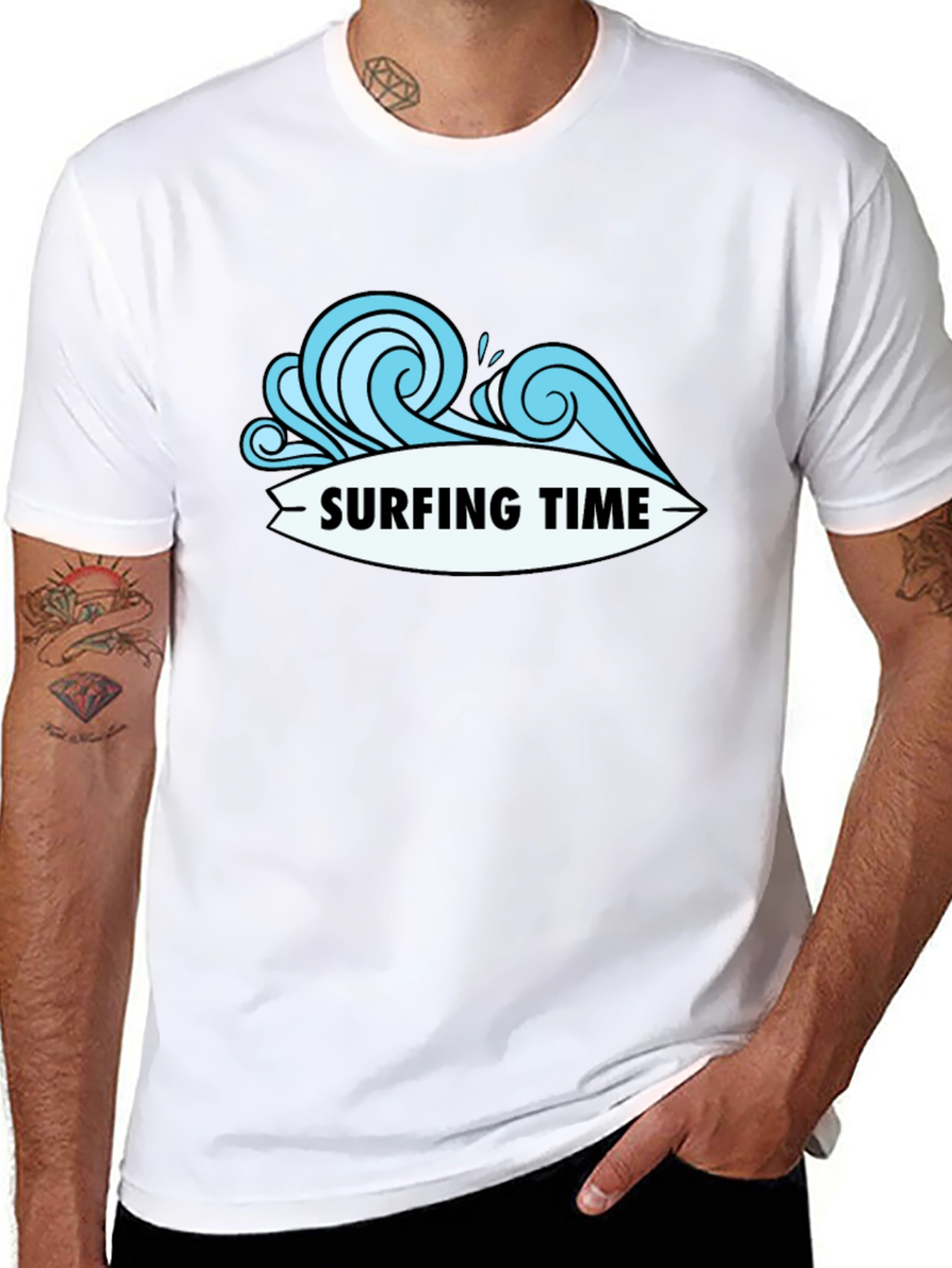Surfing Time Black T-Shirt