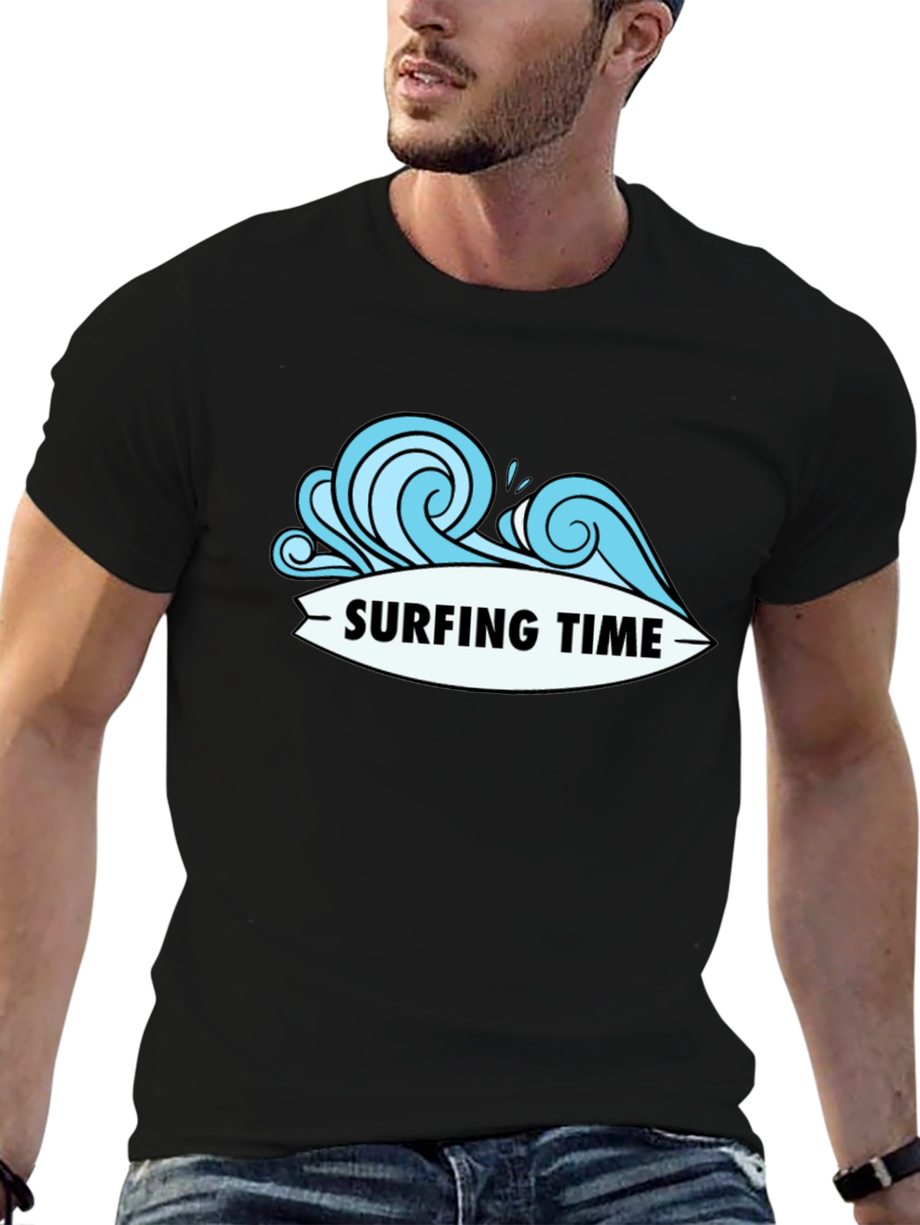 Surfing Time Black T-Shirt