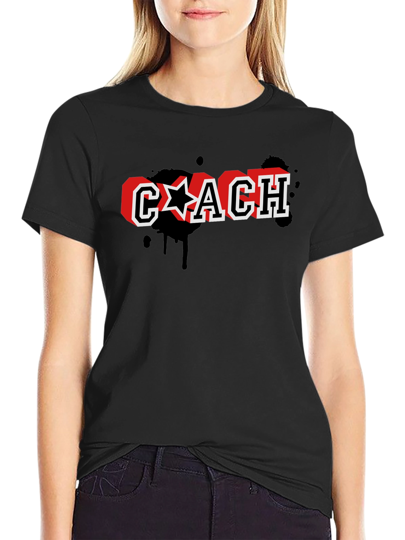 Stylish Coach Graphic Print Black T-Shirt