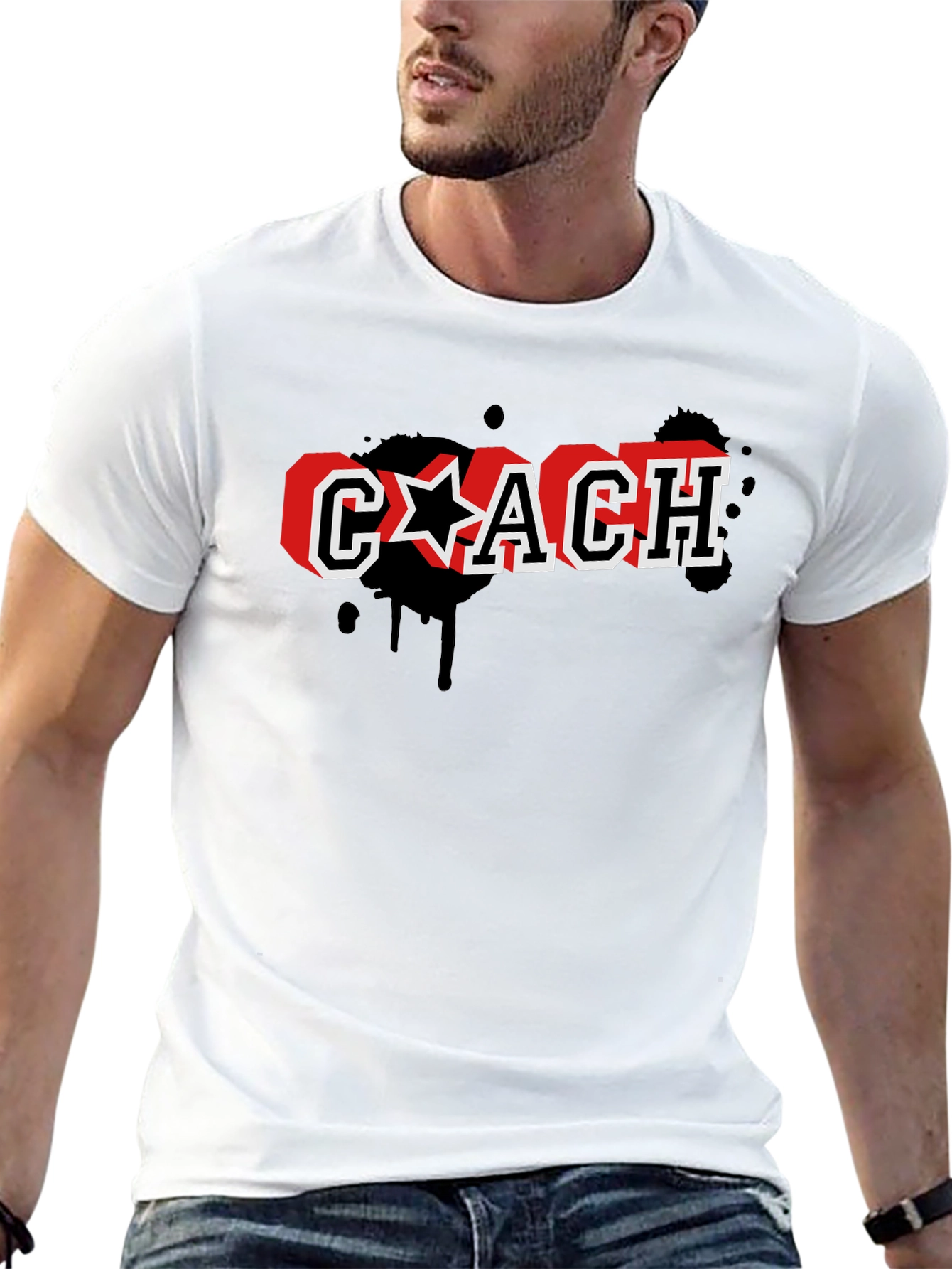 Stylish Coach Graphic Print Black T-Shirt