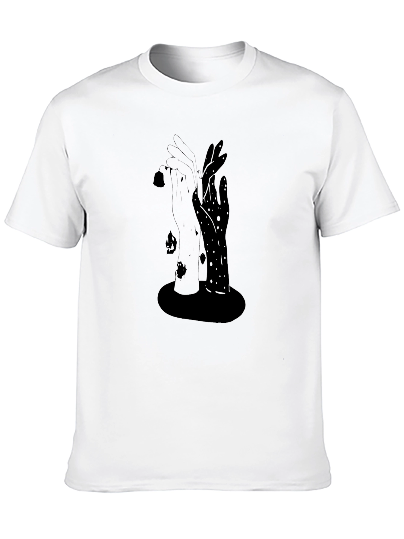 Yin Yang Hands Graphic Black T-Shirt