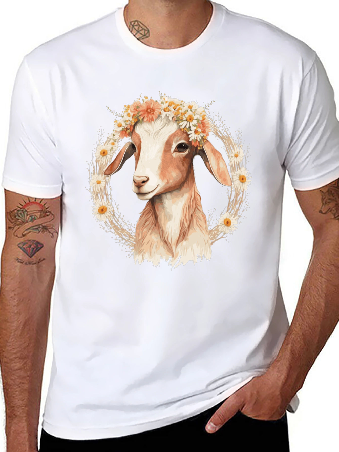 Goat with Flower Crown T-Shirt