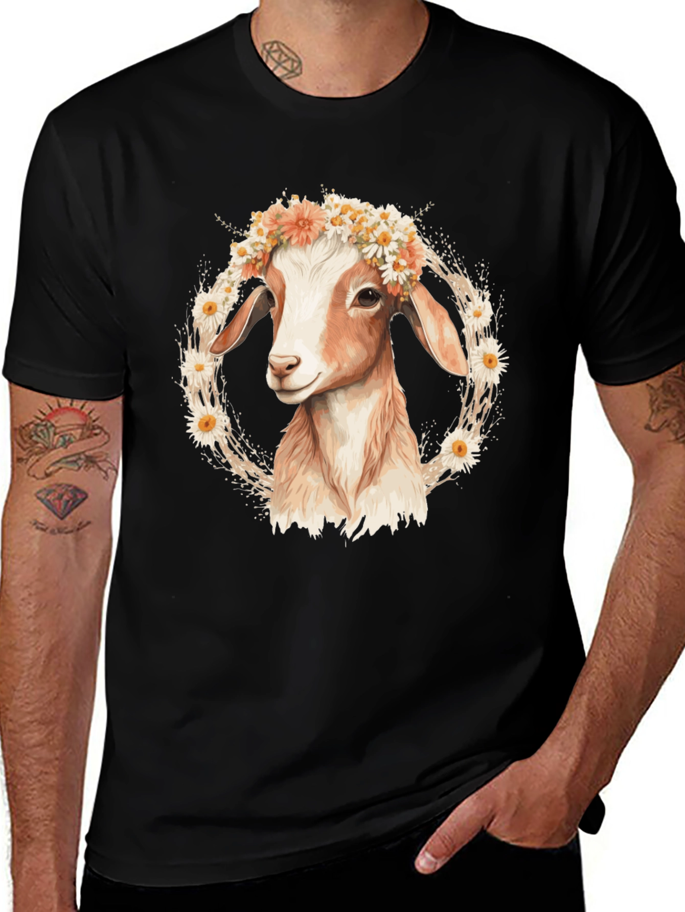 Goat with Flower Crown T-Shirt