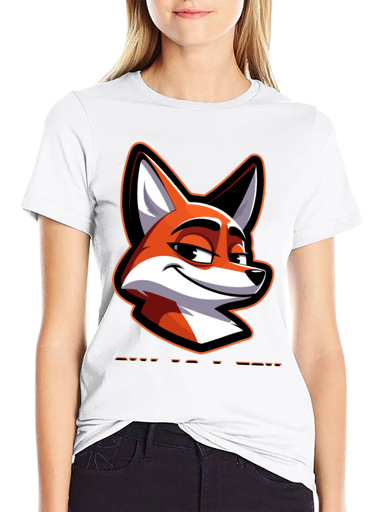 Cool Fox Graphic Tee - Black Cotton Blend