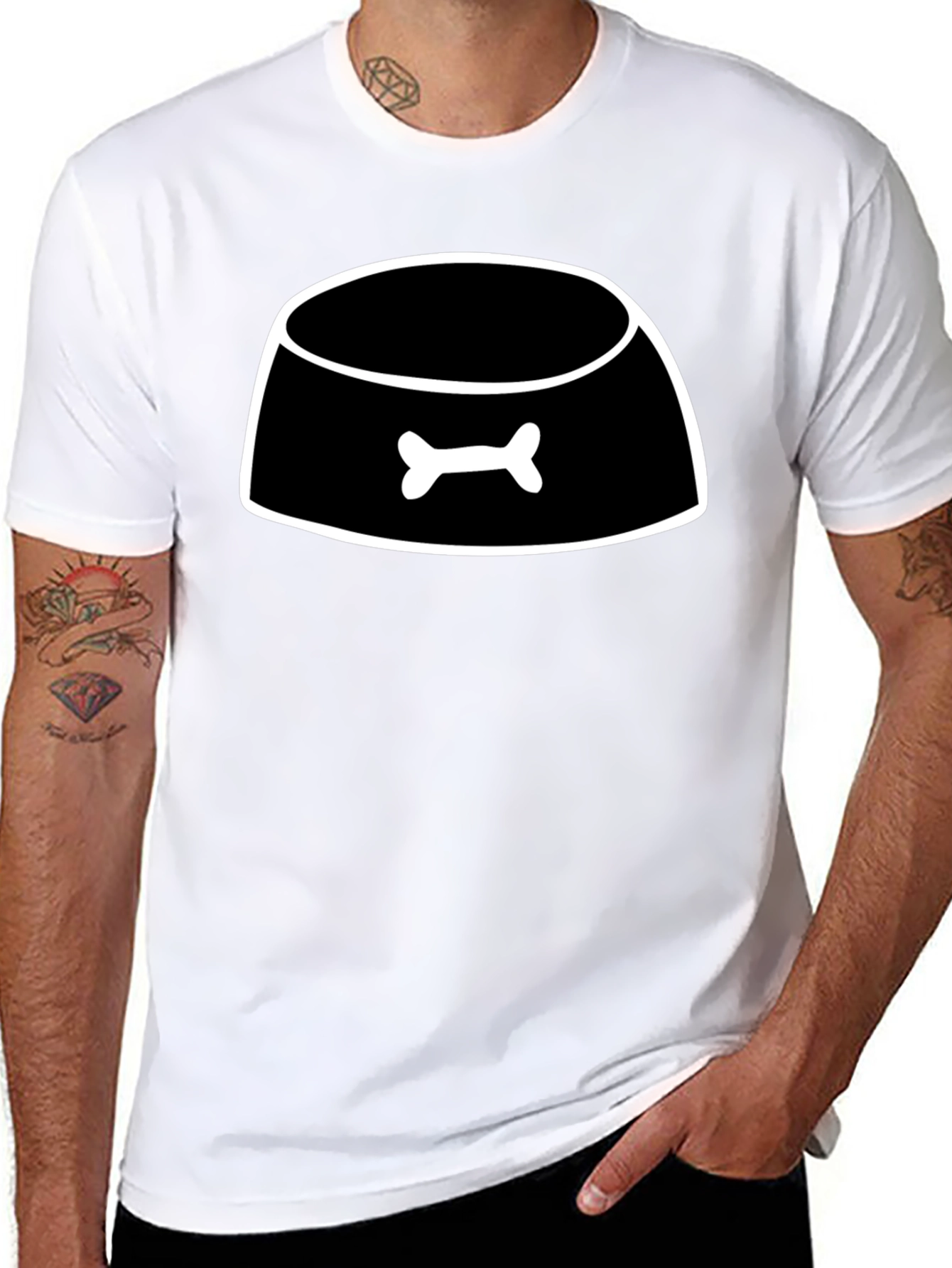 Dog Bowl Bone Graphic T-Shirt
