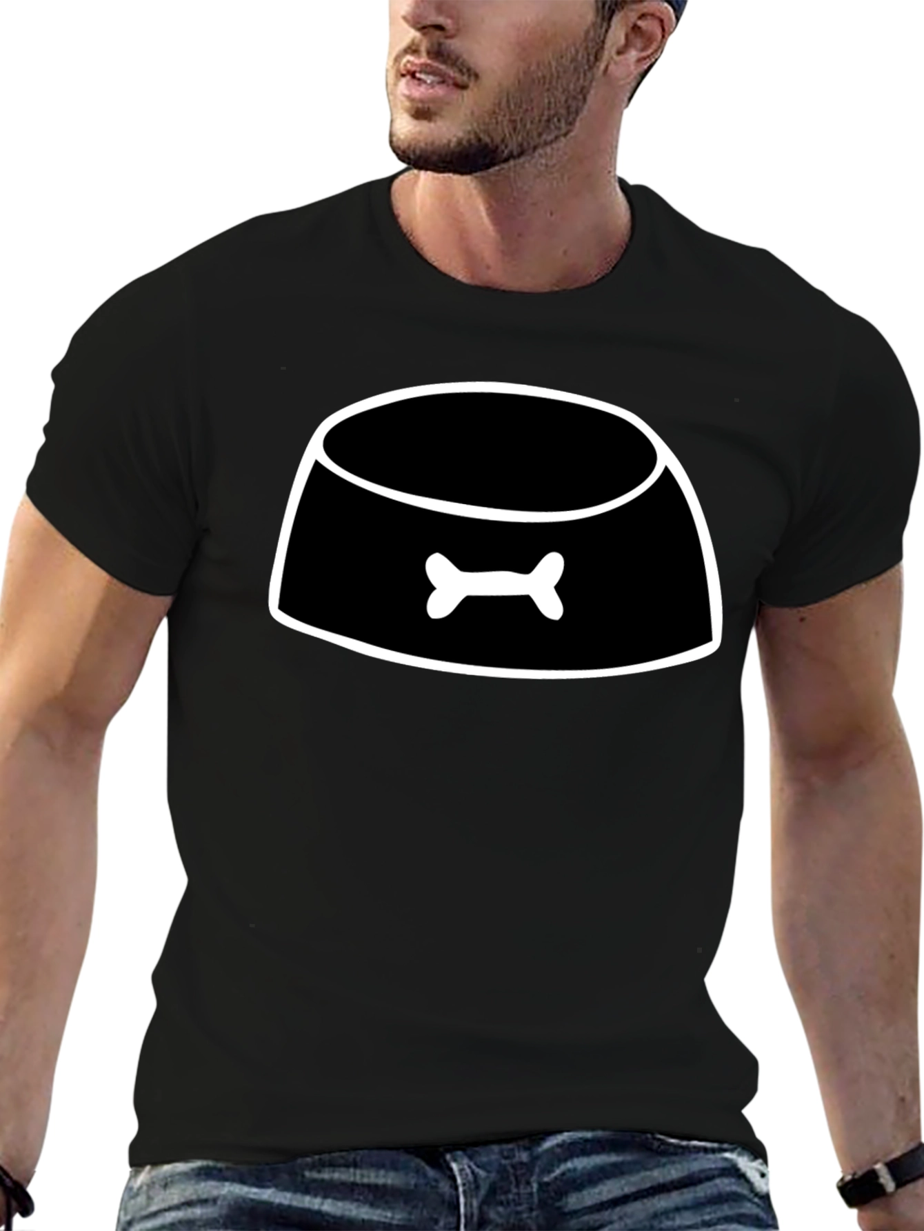 Dog Bowl Bone Graphic T-Shirt