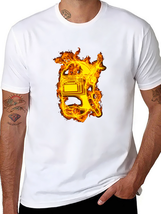 Flaming Welder T-Shirt - Black Cotton Tee