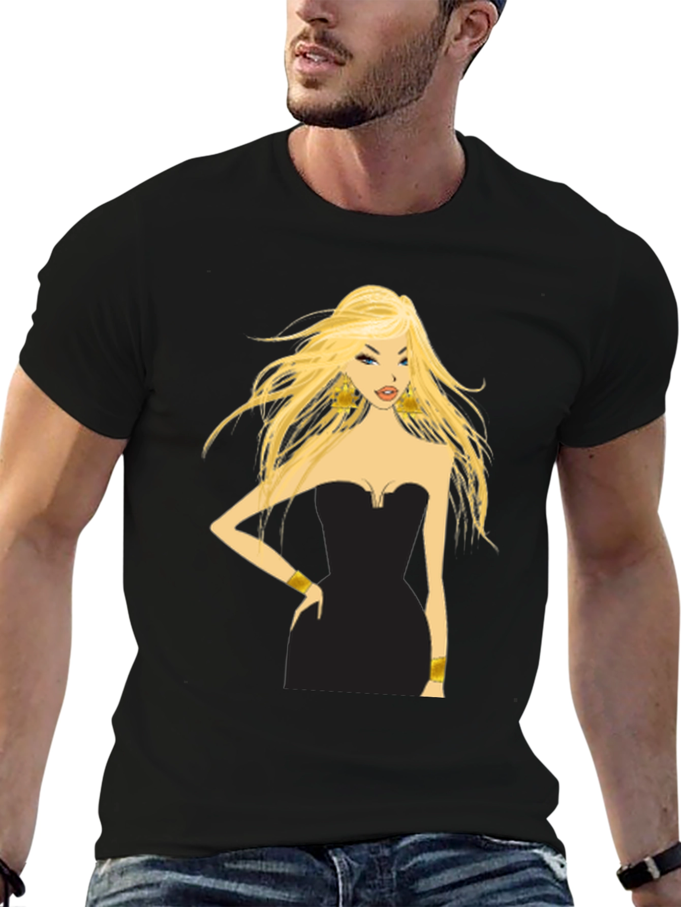 Blonde in Black Dress Graphic Tee