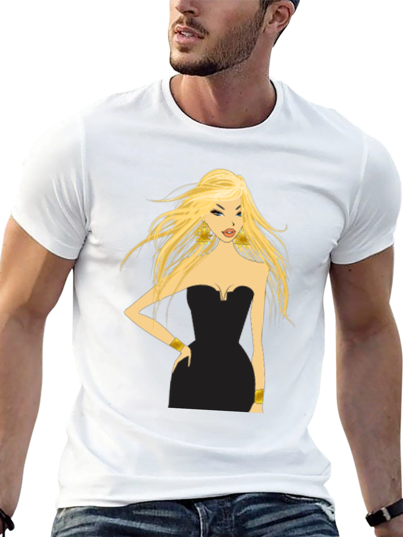 Blonde in Black Dress Graphic Tee