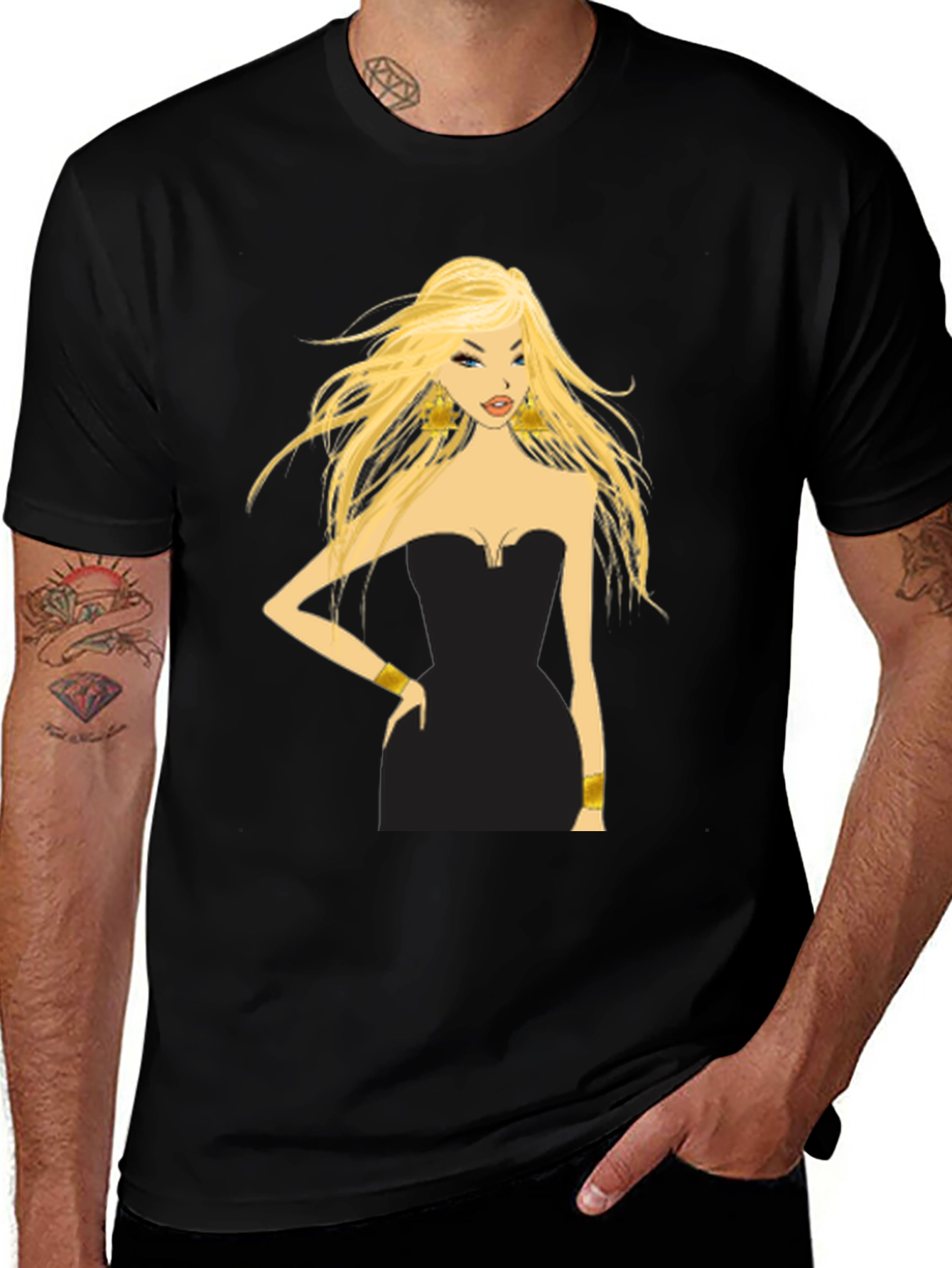 Blonde in Black Dress Graphic Tee