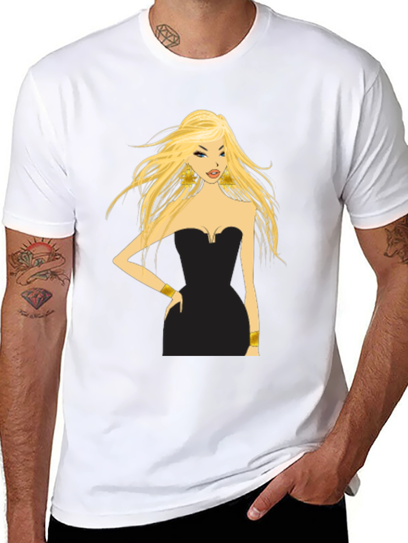 Blonde in Black Dress Graphic Tee