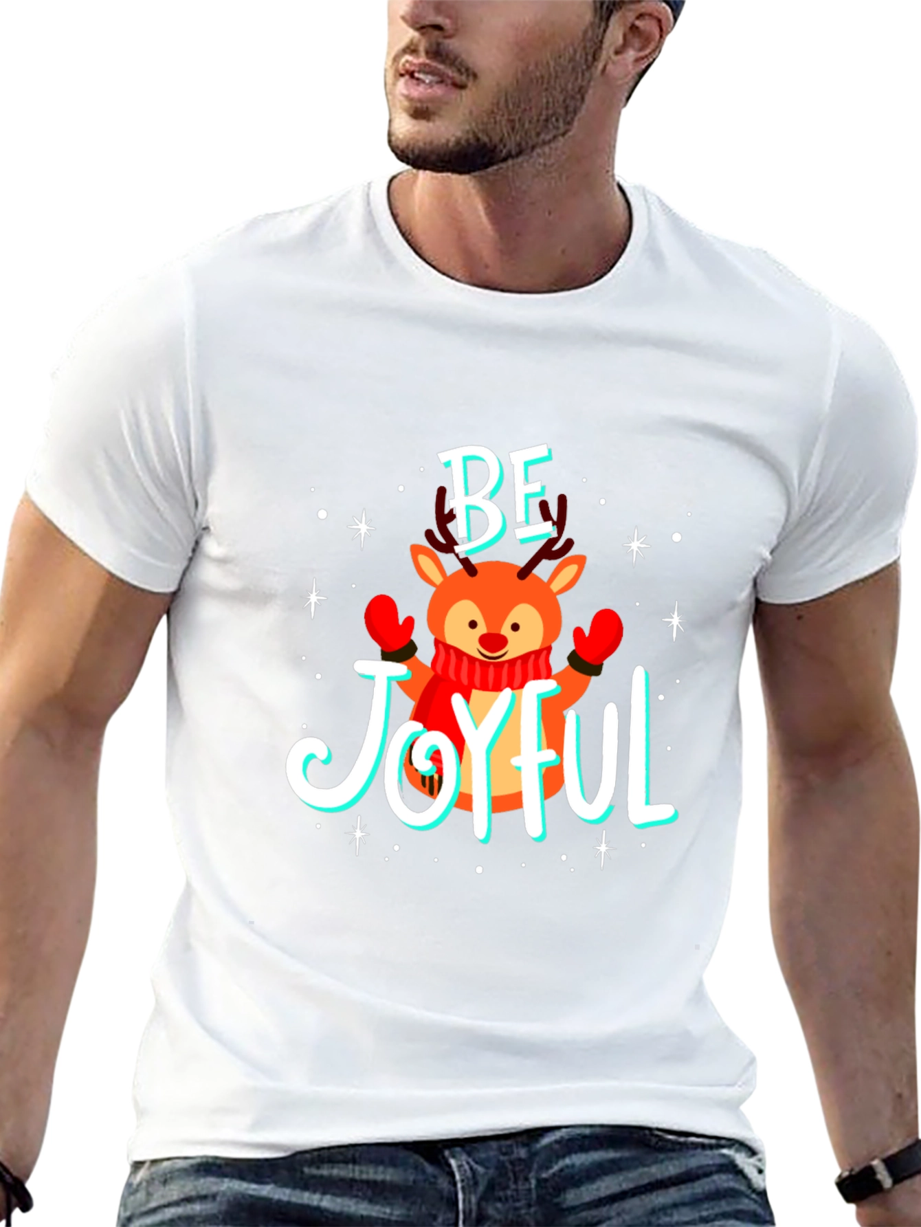 Be Joyful Reindeer Christmas T-Shirt