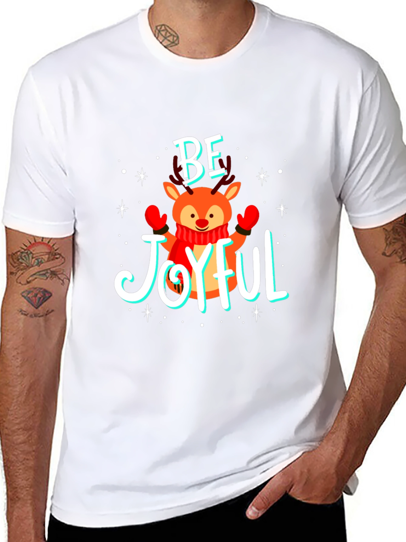 Be Joyful Reindeer Christmas T-Shirt