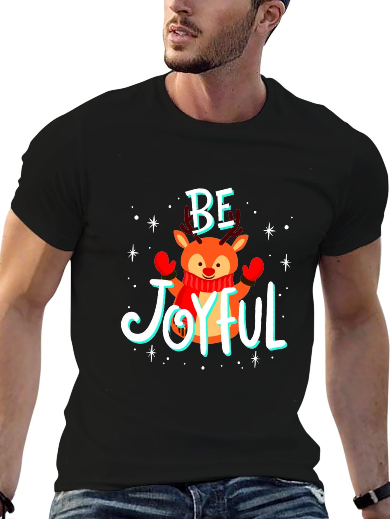 Be Joyful Reindeer Christmas T-Shirt