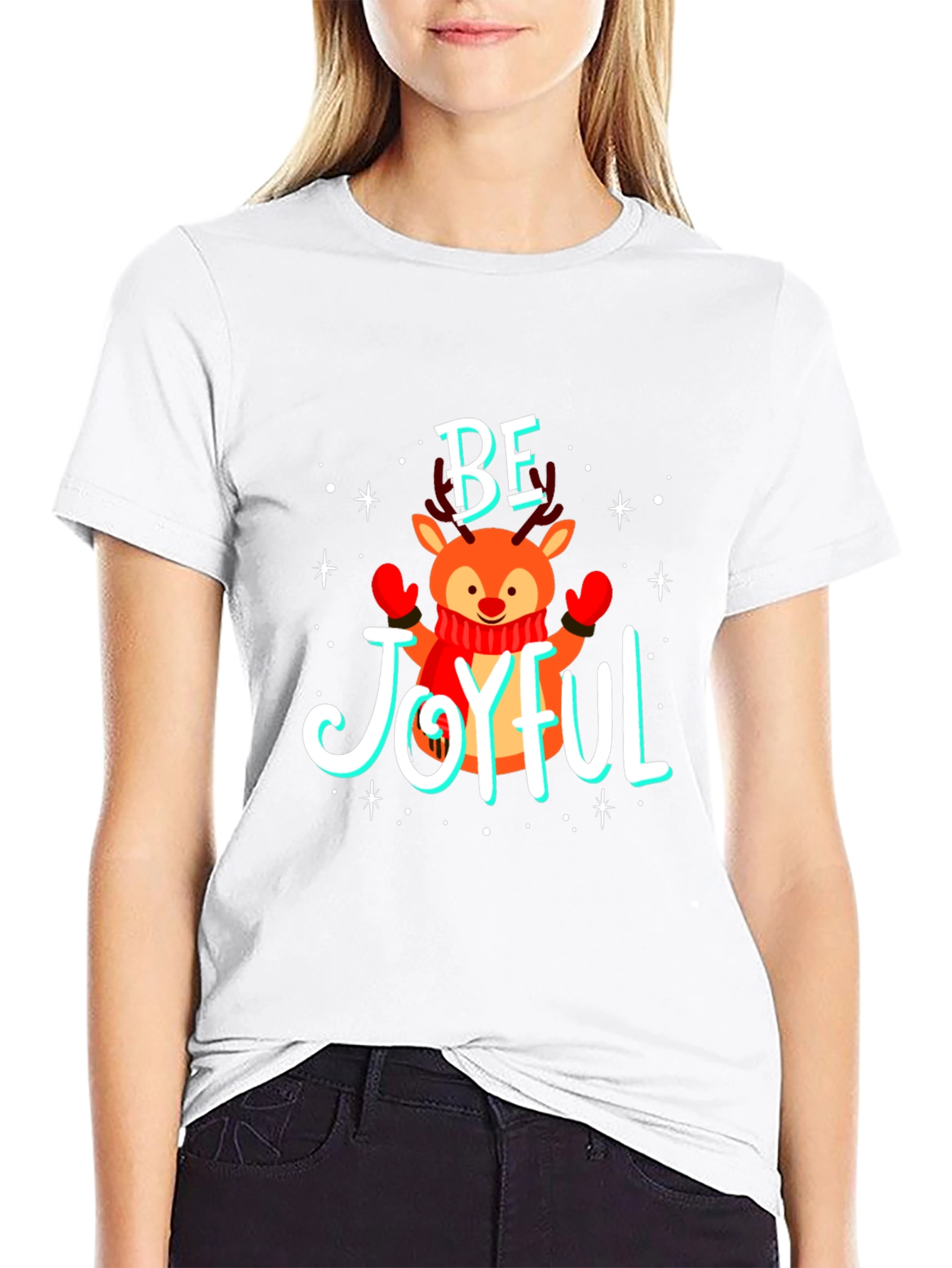 Be Joyful Reindeer Christmas T-Shirt