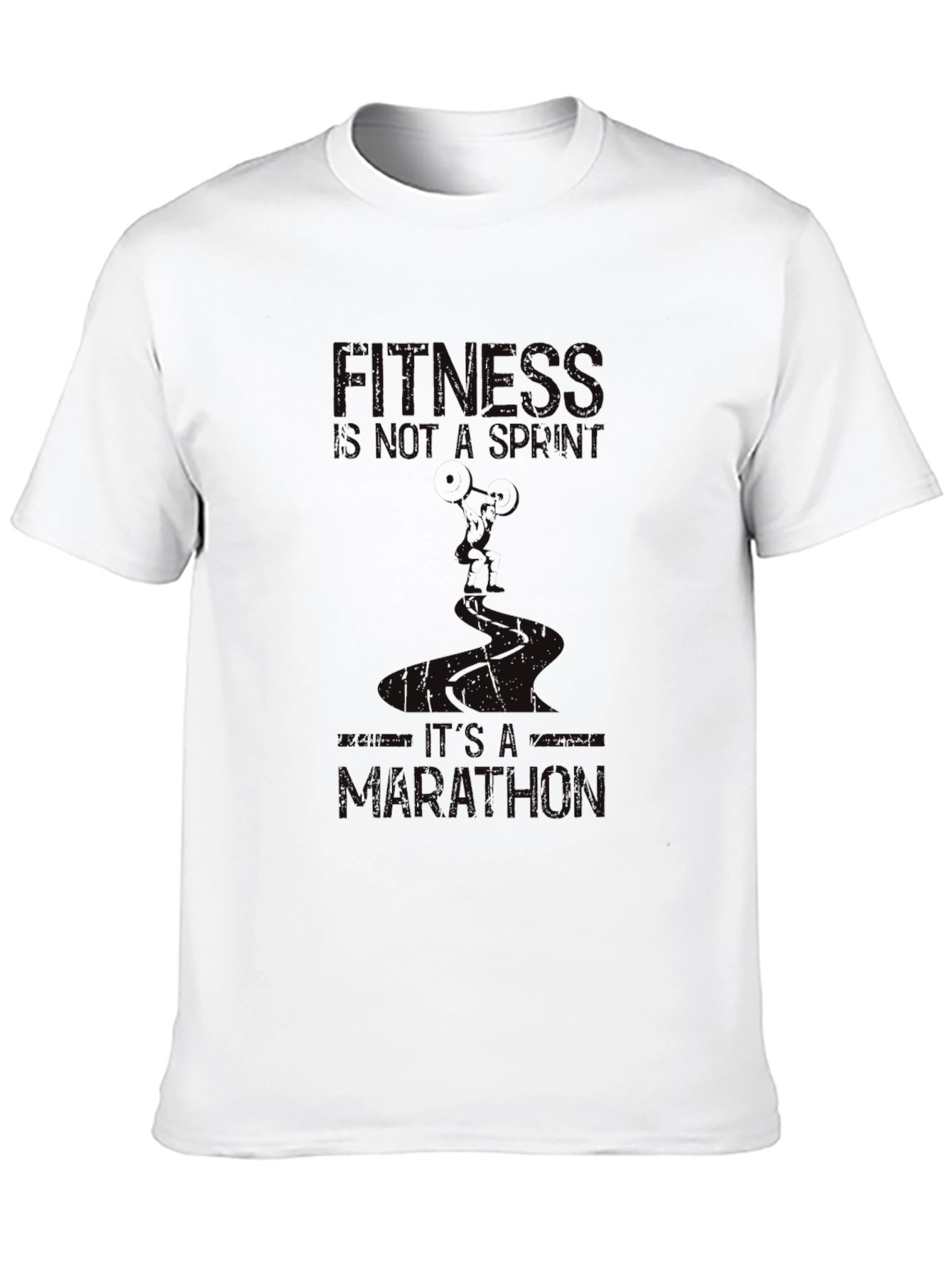 Fitness Marathon Graphic Tee - Black Cotton Shirt