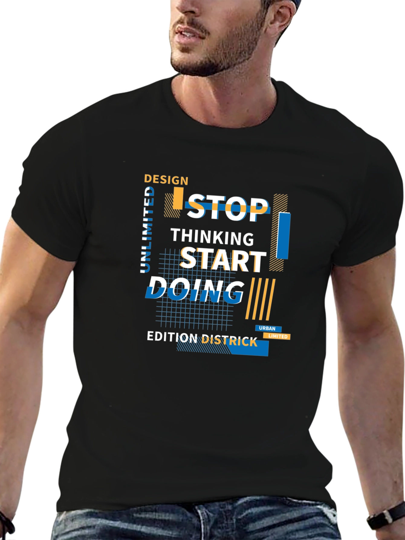 Urban Design Graphic Tee - Stop Thinking Start Doing!