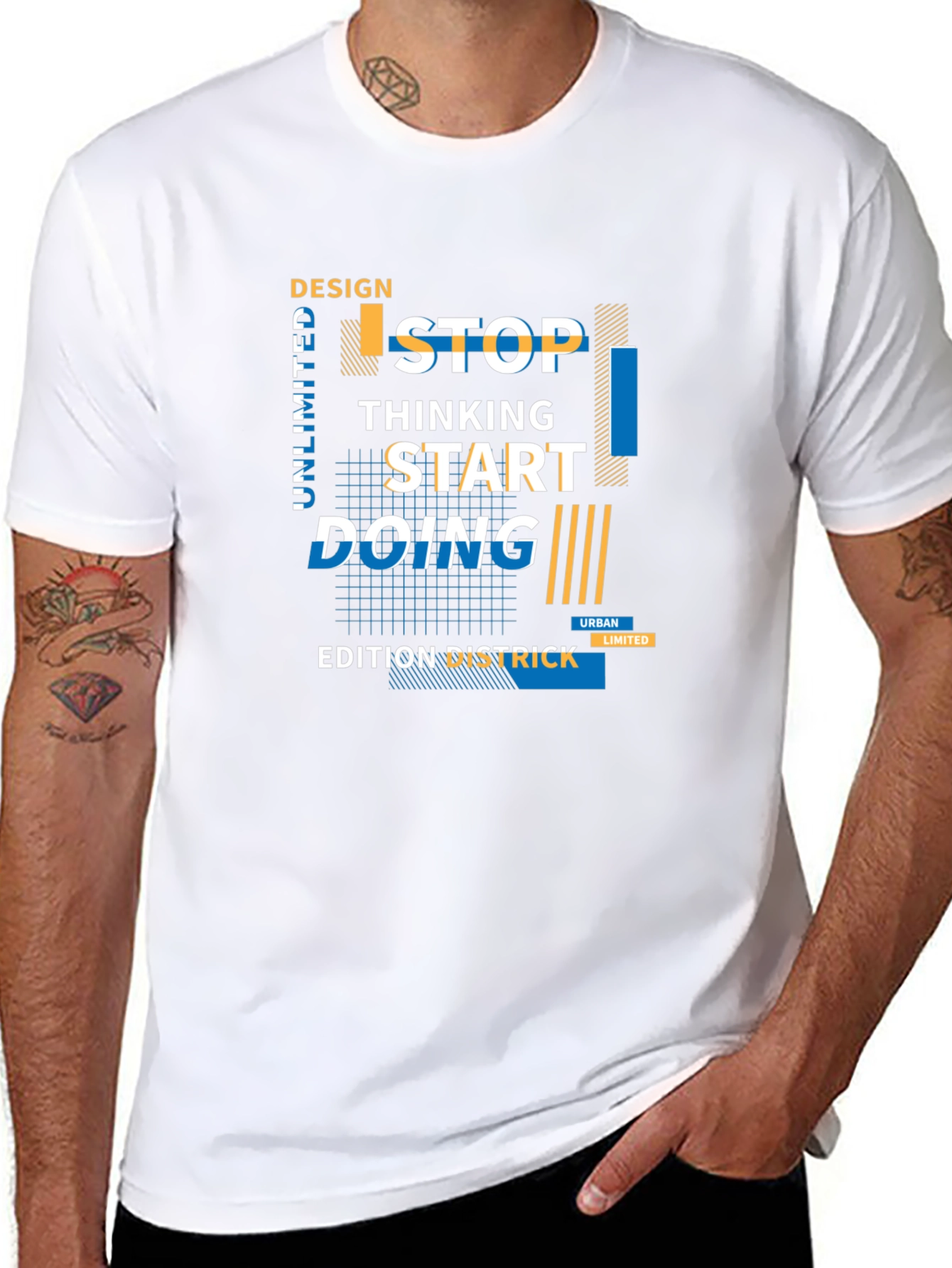Urban Design Graphic Tee - Stop Thinking Start Doing!