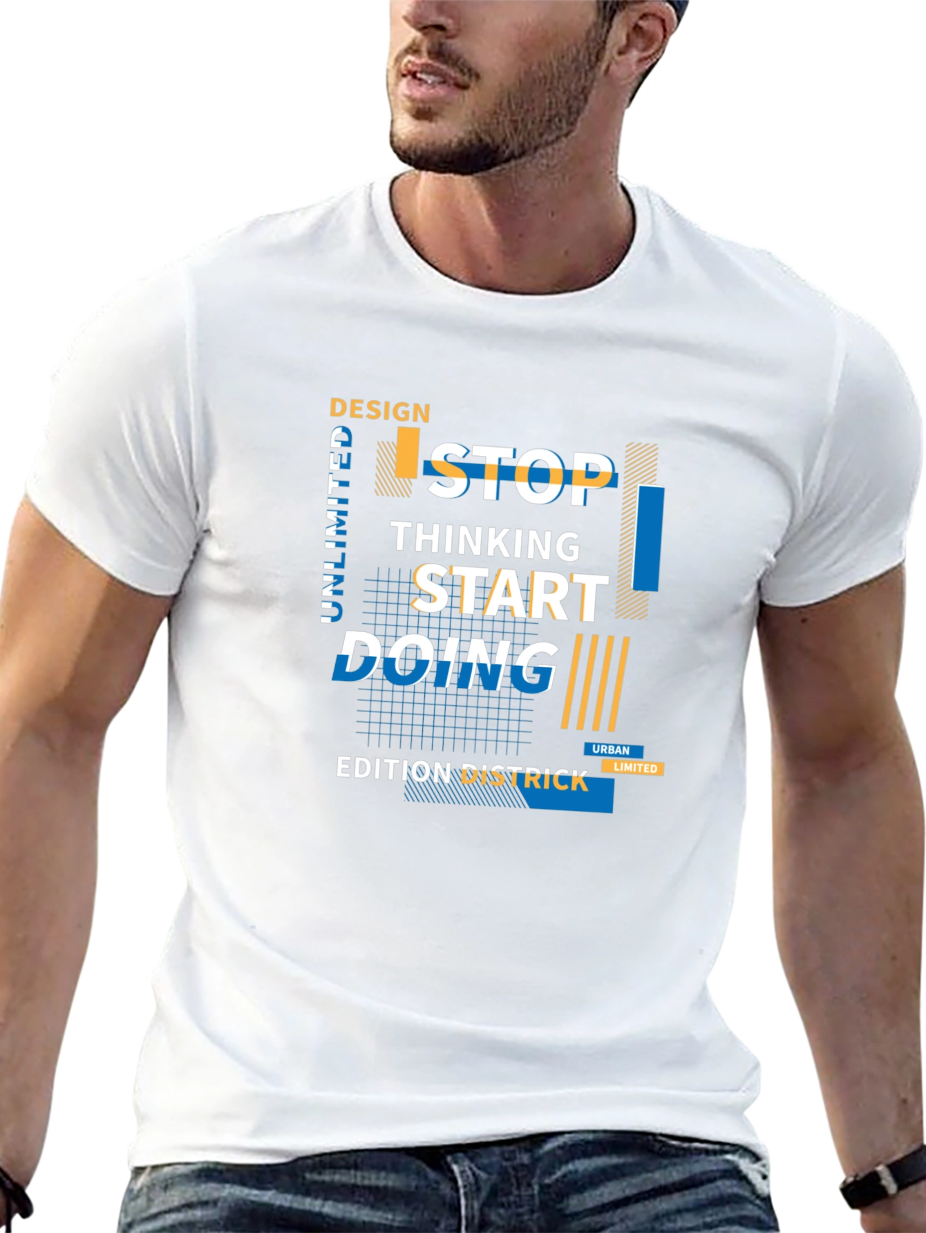 Urban Design Graphic Tee - Stop Thinking Start Doing!