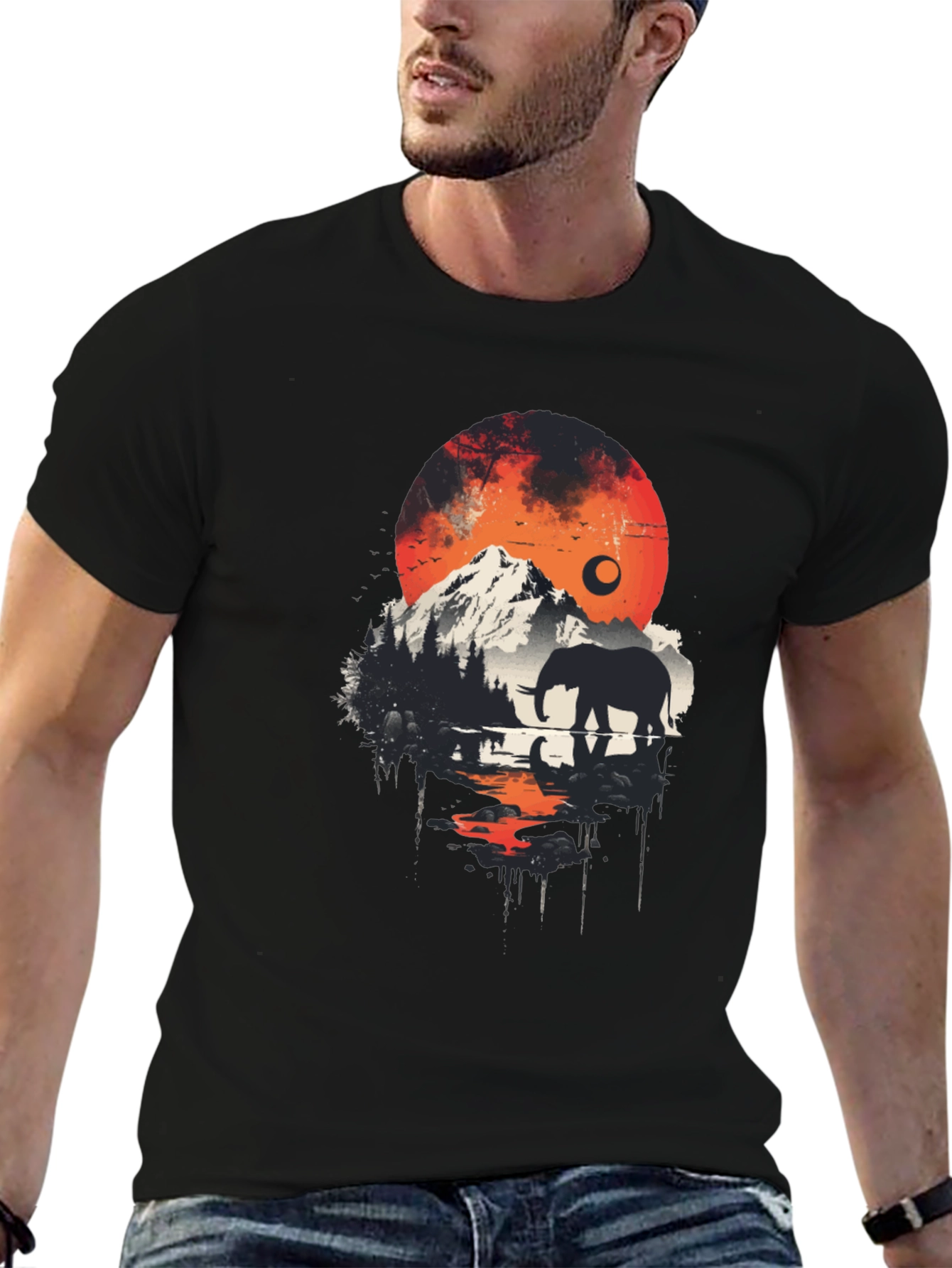 Elephant Mountain Silhouette Graphic Tee