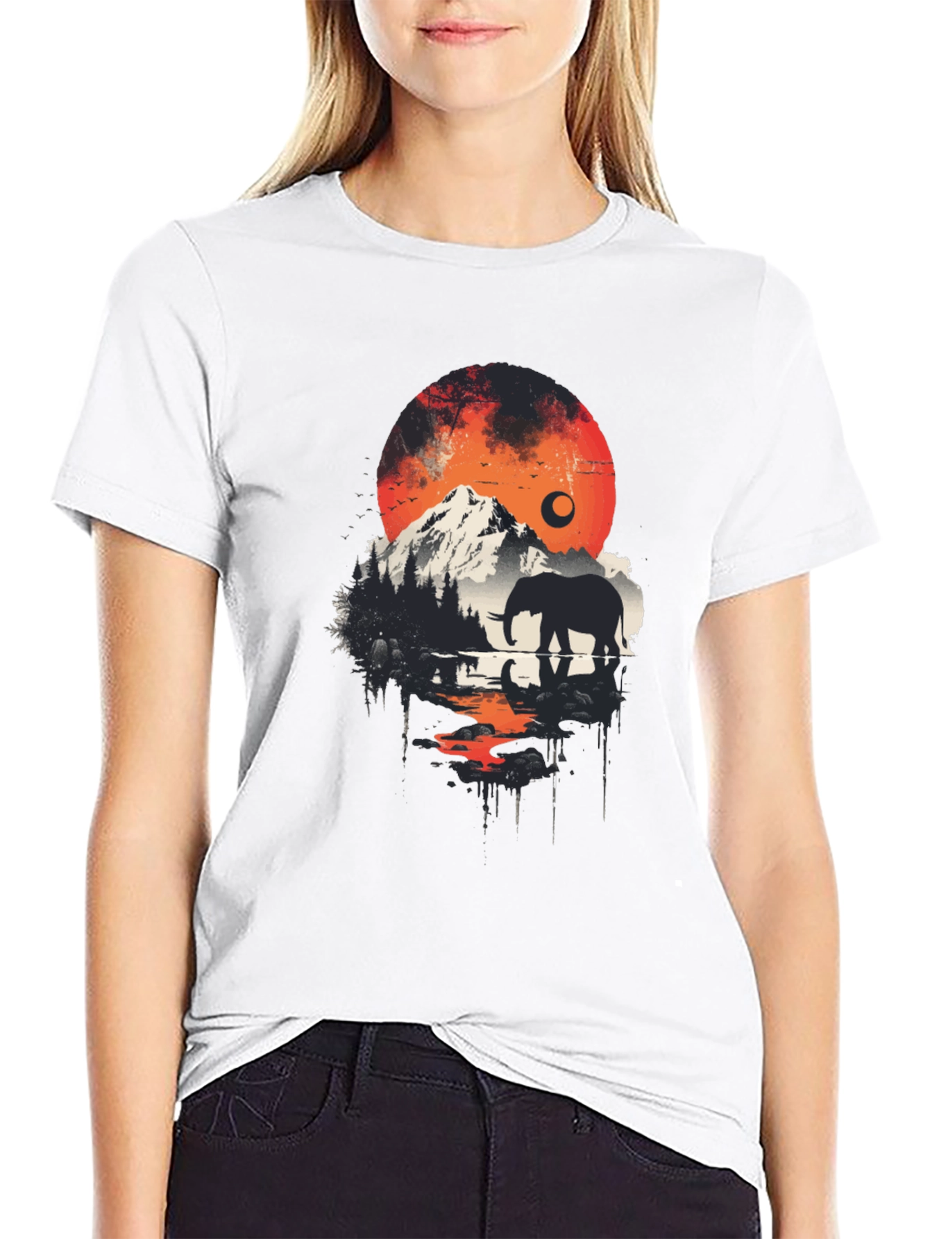 Elephant Mountain Silhouette Graphic Tee