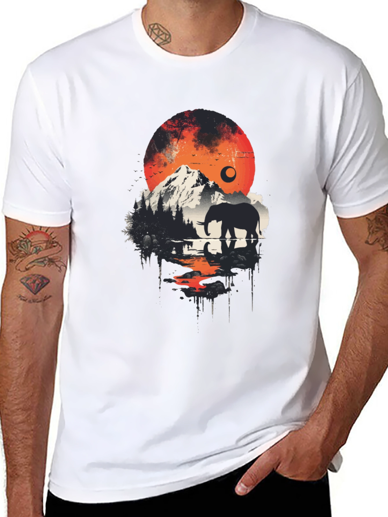 Elephant Mountain Silhouette Graphic Tee