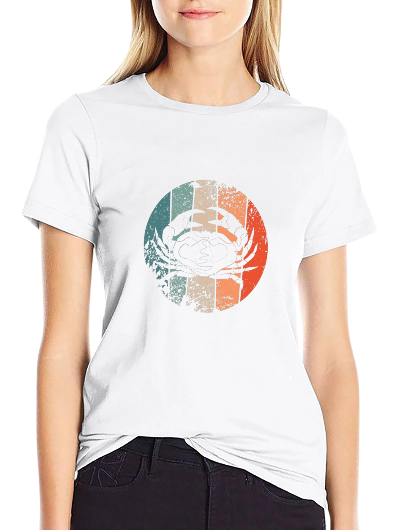 Retro Crab Graphic Tee - Black Cotton T-Shirt