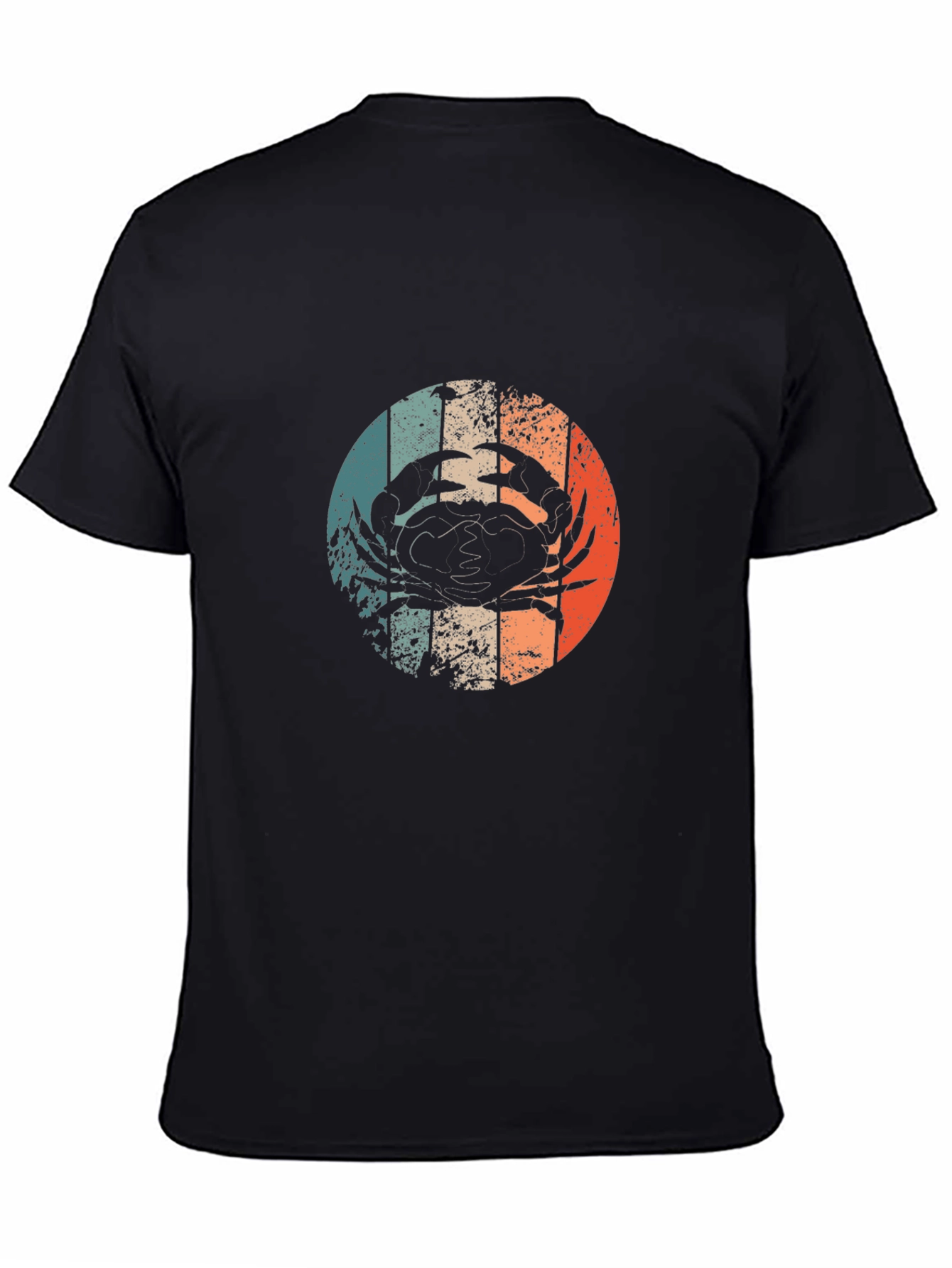 Retro Crab Graphic Tee - Black Cotton T-Shirt