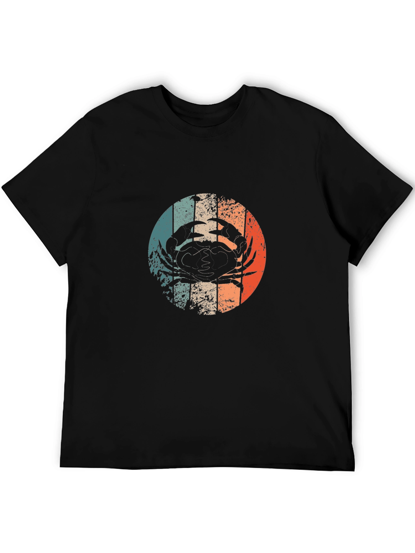 Retro Crab Graphic Tee - Black Cotton T-Shirt