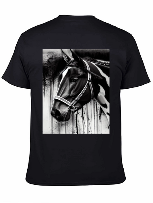 Horse Portrait Graphic Tee - Black Cotton Comfort