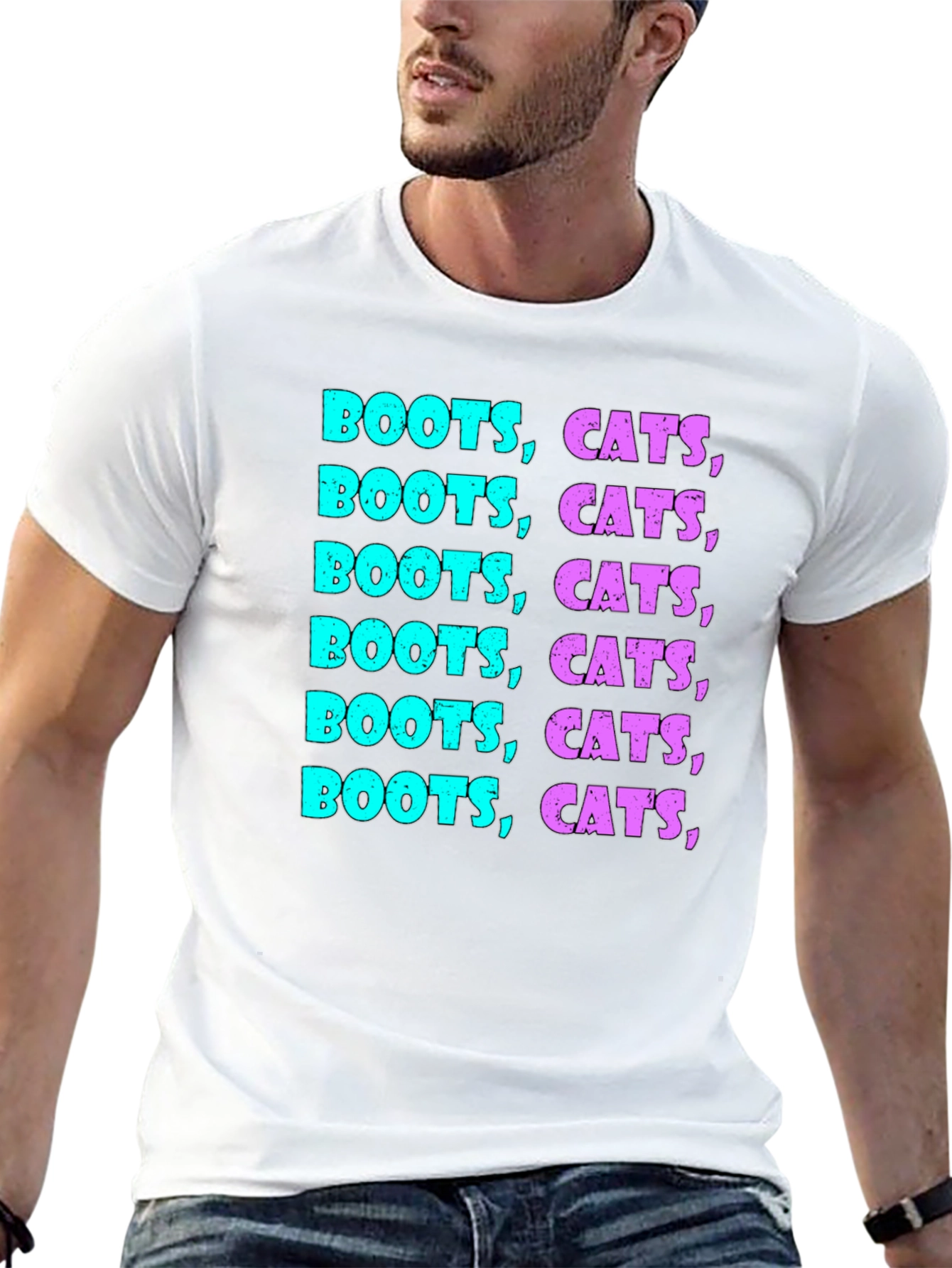 Boots Cats Graphic Print T-Shirt