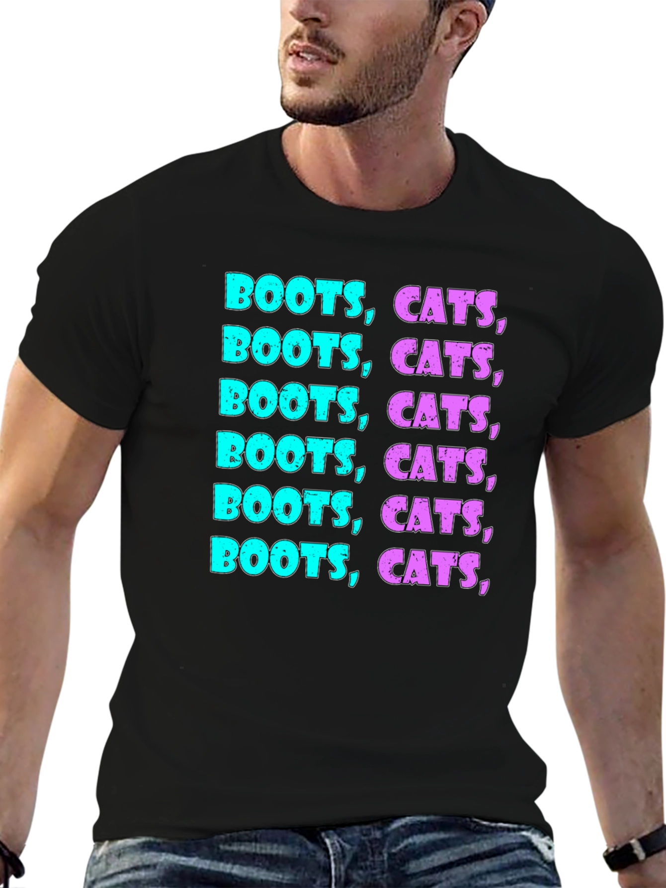 Boots Cats Graphic Print T-Shirt