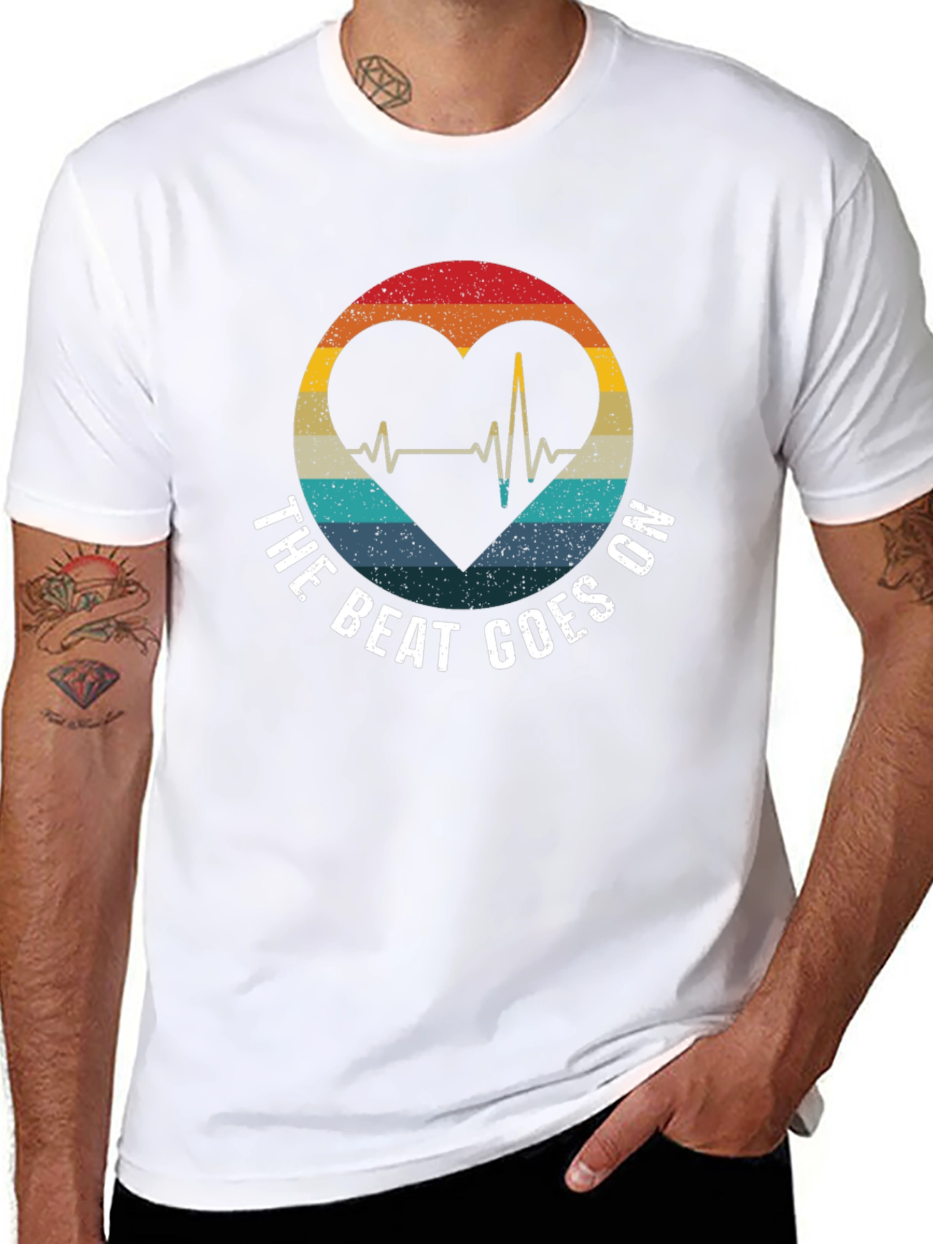 The Beat Goes On Heartbeat Graphic Tee