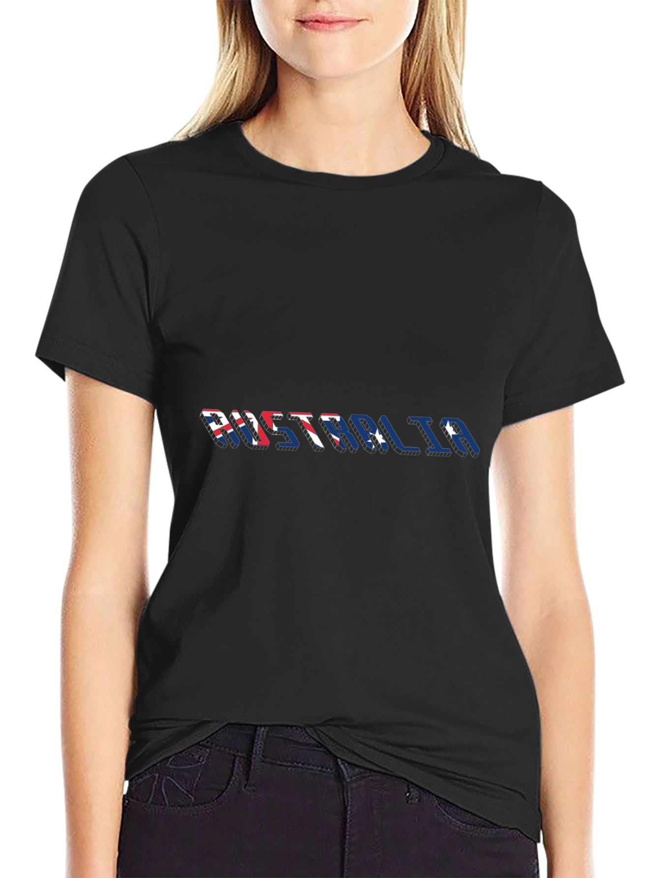 Australia Flag Fill Black Tee