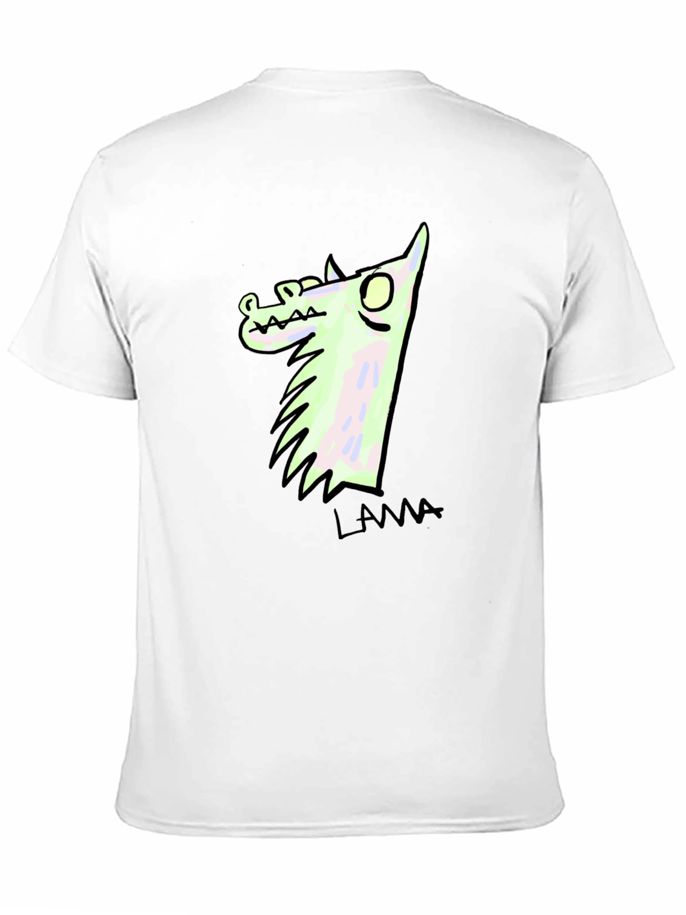 Llama Cartoon Graphic Print Black T-Shirt