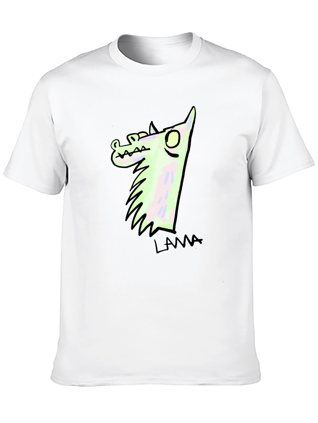 Llama Cartoon Graphic Print Black T-Shirt