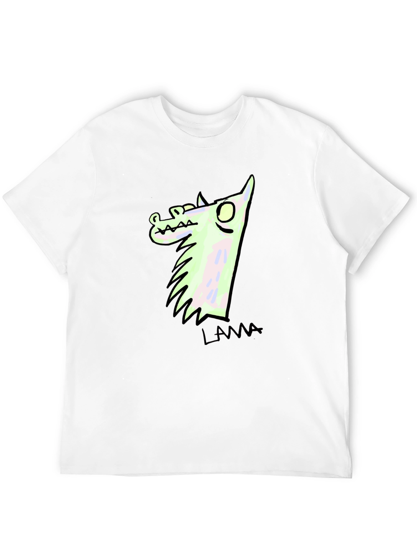 Llama Cartoon Graphic Print Black T-Shirt