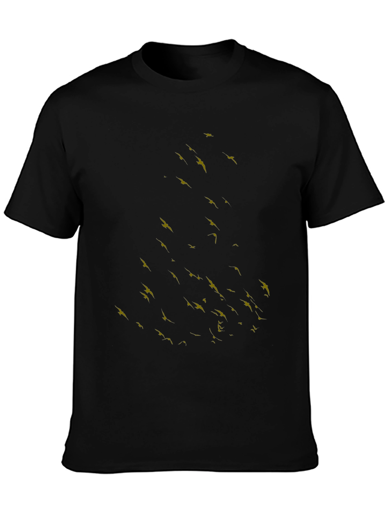 Black T-Shirt with Bird Silhouette Design
