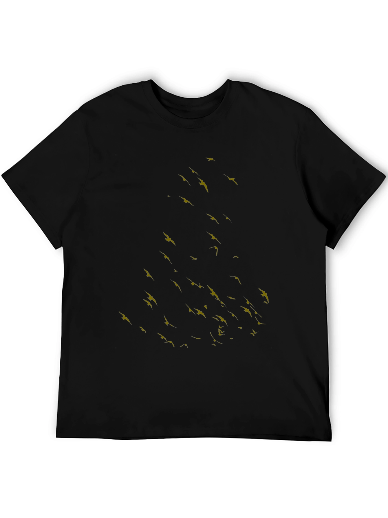 Black T-Shirt with Bird Silhouette Design