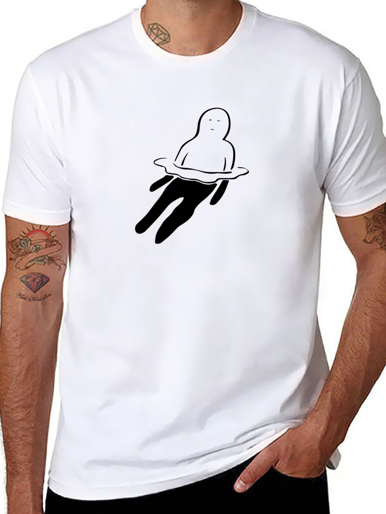 Black T-Shirt with Drowning Graphic
