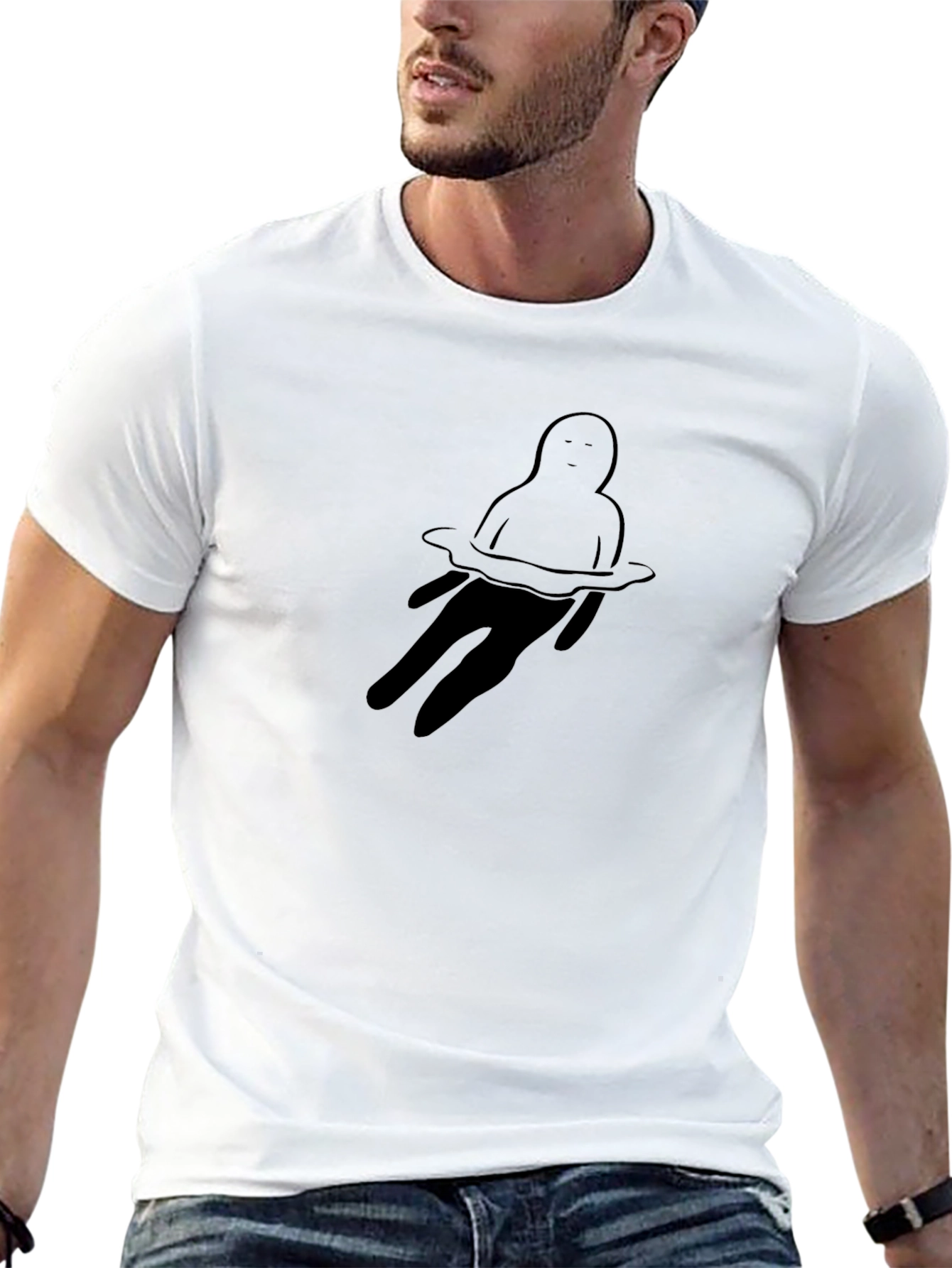 Black T-Shirt with Drowning Graphic