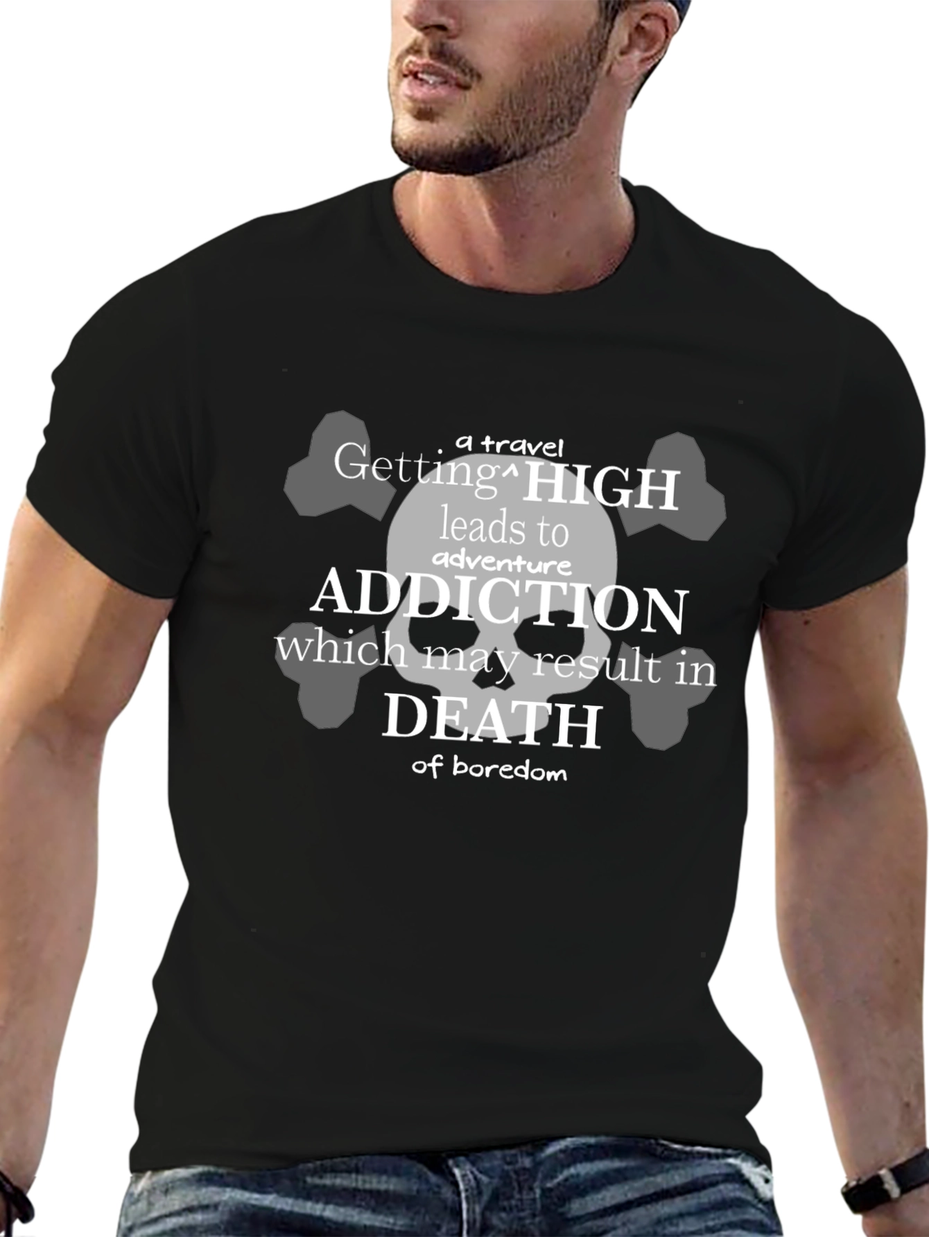 Travel Adventure Skull Graphic T-Shirt