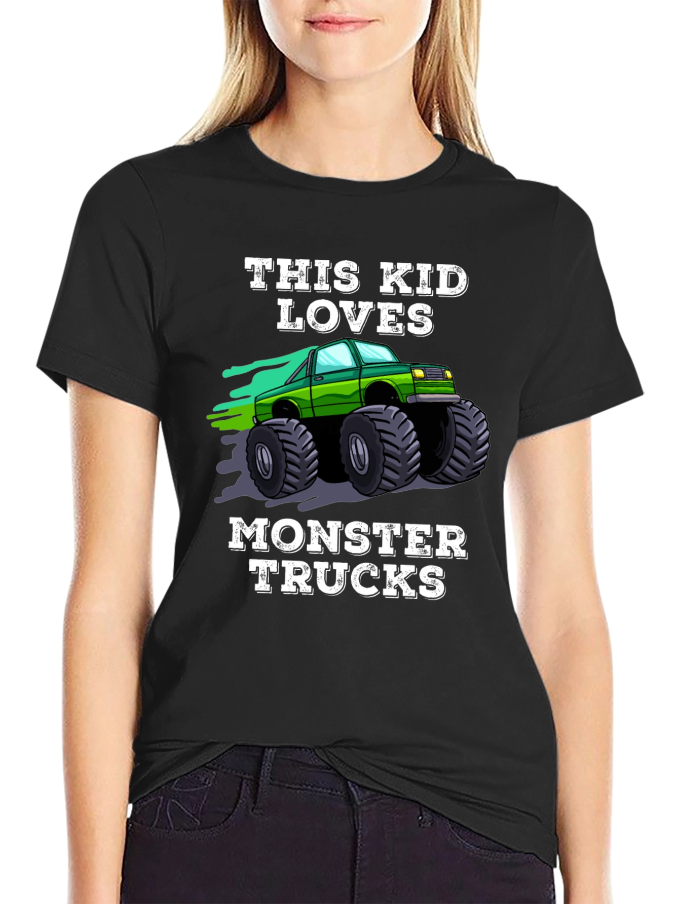 This Kid Loves Monster Trucks Black T-Shirt