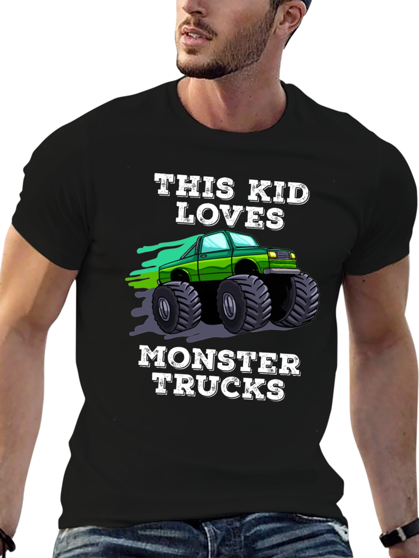 This Kid Loves Monster Trucks Black T-Shirt