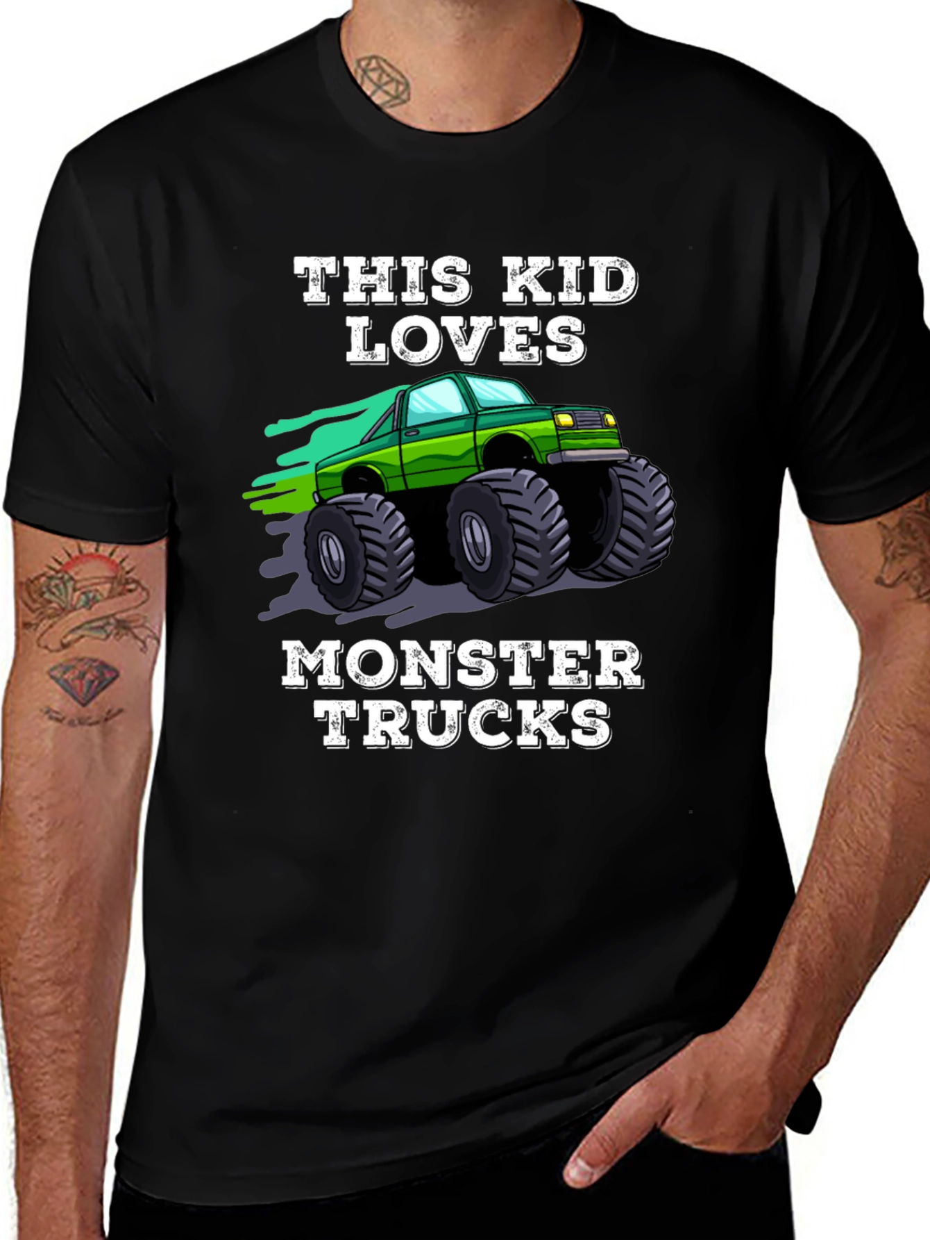 This Kid Loves Monster Trucks Black T-Shirt