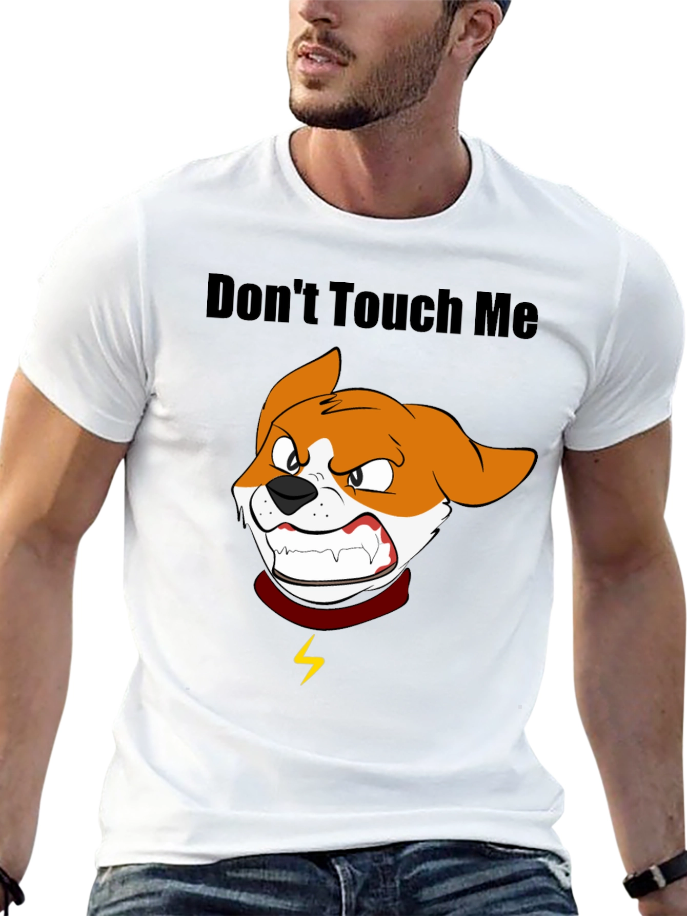 Dont Touch Me Cartoon Dog Graphic T-Shirt