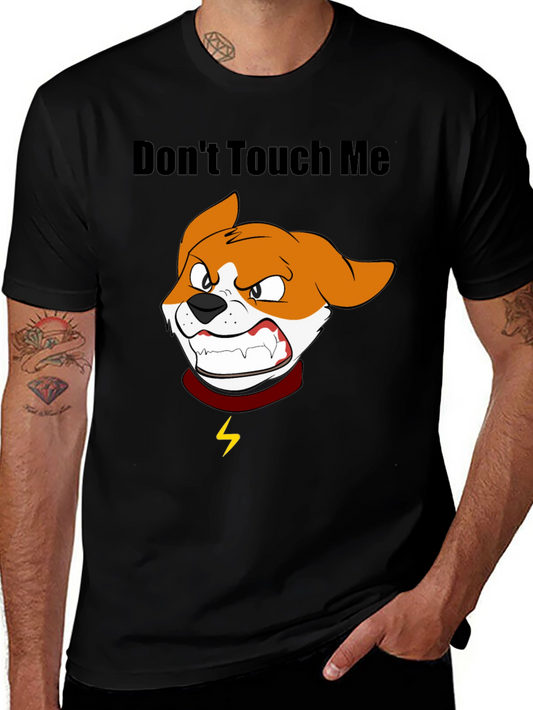 Dont Touch Me Cartoon Dog Graphic T-Shirt